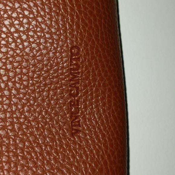 Vince Camuto Brown Pebble Front Stripe Open Top Handbag Tote Bag - Picture 5 of 9